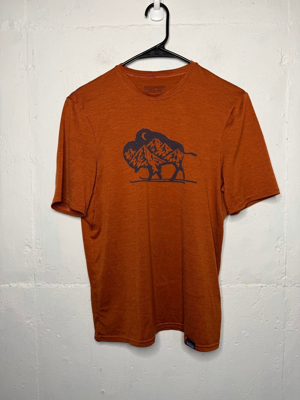 Patagonia Mens Capilene Base Layer Buffalo Orange T Shirt Size XS